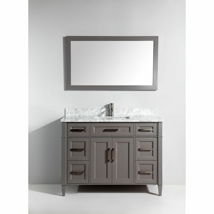 Vanity Art 48 Inch Single Sink Cabinet With White Carrara Marble Vanity Top Gray VA2048