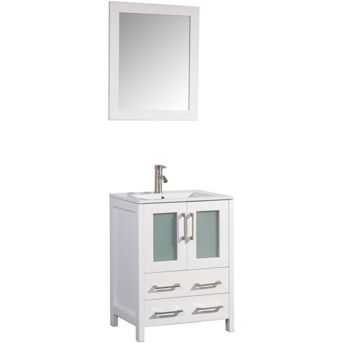 Vanity Art 24 Inch Vanity Cabinet With Ceramic Sink & Mirror VA3024