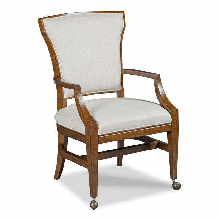 Woodbridge Furniture 23”W x 38.5"H Manson Chair Bordeaux Finish / Repel Stainguard Linen 7296-10