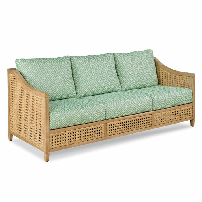 Woodbridge Furniture 79”W x 36"H Jupiter Sofa Natural Teak Finish with Woven Cane O-7300-28