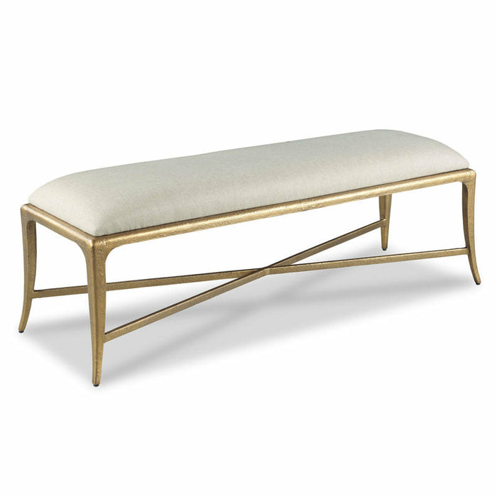 Woodbridge Furniture 60”W x 20"H Gatsby Bench Textured Gold Finish 7314-86