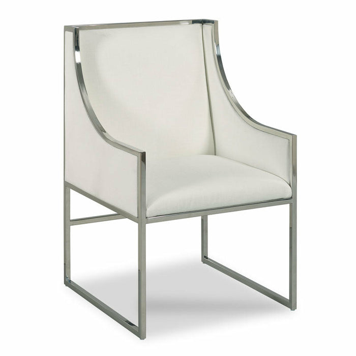 Woodbridge Furniture 24”W x 40.25"H Amsterdam Host Chair Inside Out Rollo White Polished Nickel Finish 7342-54