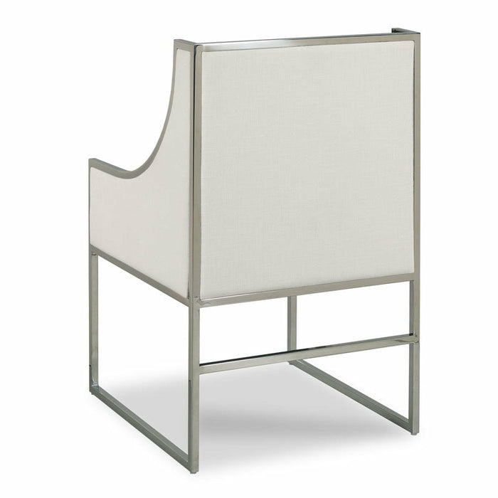 Woodbridge Furniture 24”W x 40.25"H Amsterdam Host Chair Inside Out Rollo White Polished Nickel Finish 7342-54