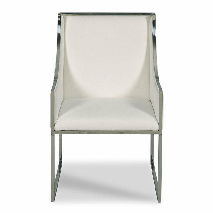 Woodbridge Furniture 24”W x 40.25"H Amsterdam Host Chair Inside Out Rollo White Polished Nickel Finish 7342-54