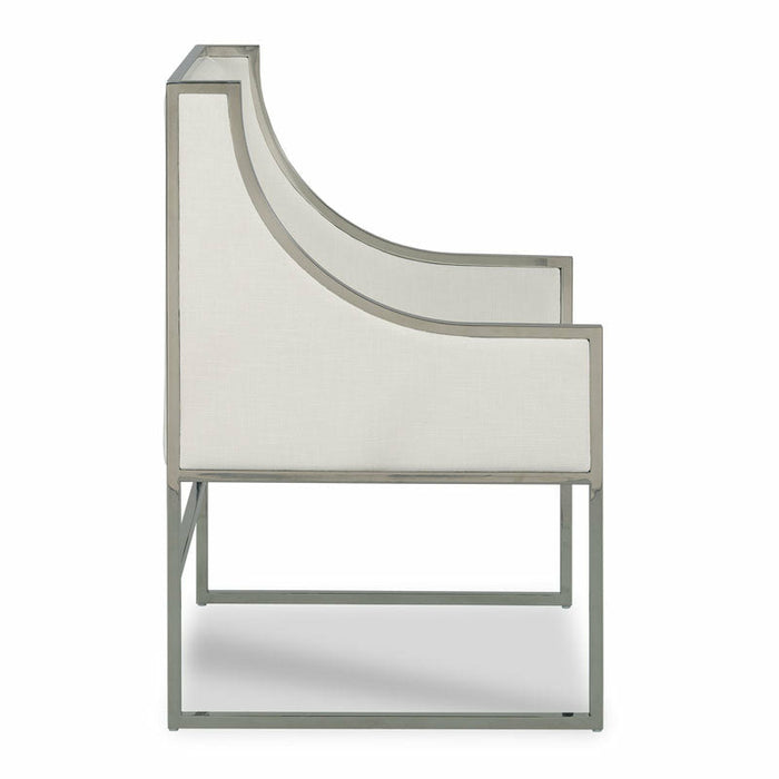 Woodbridge Furniture 24”W x 40.25"H Amsterdam Host Chair Inside Out Rollo White Polished Nickel Finish 7342-54