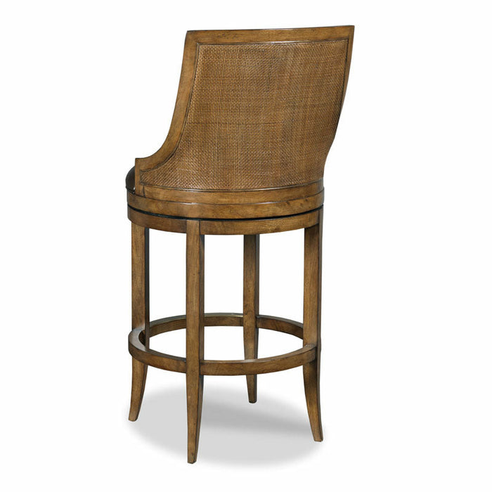 Woodbridge Furniture 22”W x 39.5"H Redding Counter Stool Hazelnut Finish Cocoa Leather/Welt with Brass Trim 7501-20