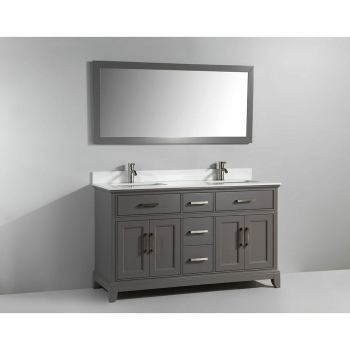 Vanity Art 60 Inch Single Sink Cabinet With Super White Phoenix Stone Vanity Top With Sink & Mirror VA1060D