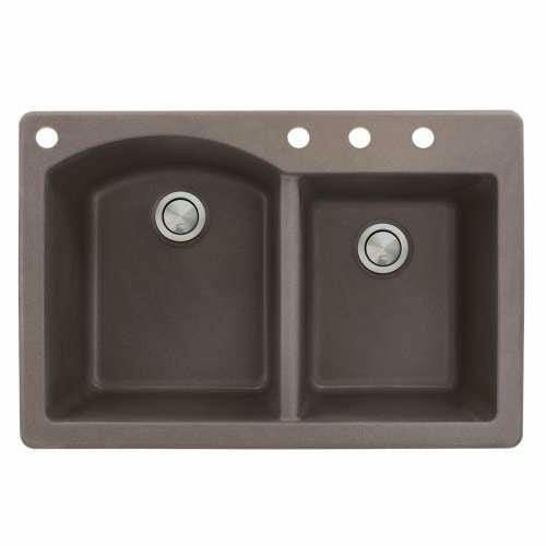 Transolid Aversa 33in X 22in SilQ Granite Drop-In Double Bowl Kitchen Sink ATDD3322