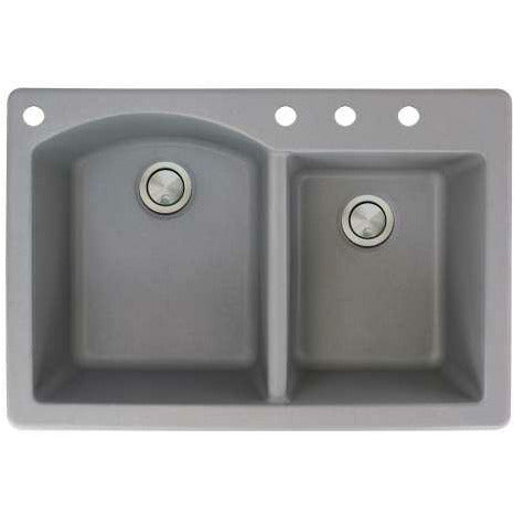 Transolid Aversa 33in X 22in SilQ Granite Drop-In Double Bowl Kitchen Sink ATDD3322