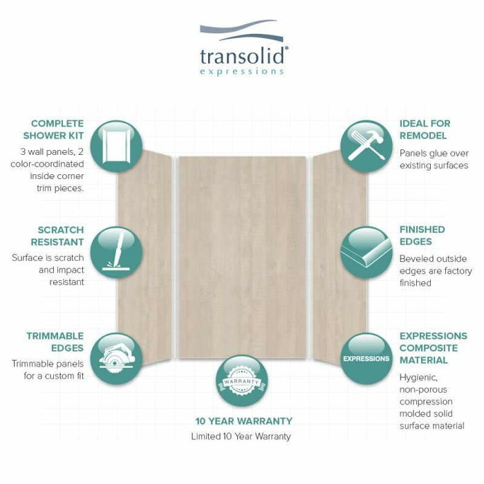 Transolid Expressions 60-In X 60-In X 96-In Glue To Wall Tub/Shower Wall Kit EWK606096