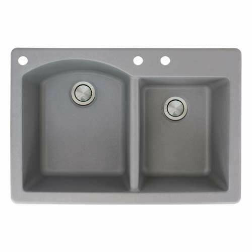 Transolid Aversa 33in X 22in SilQ Granite Drop-In Double Bowl Kitchen Sink ATDD3322