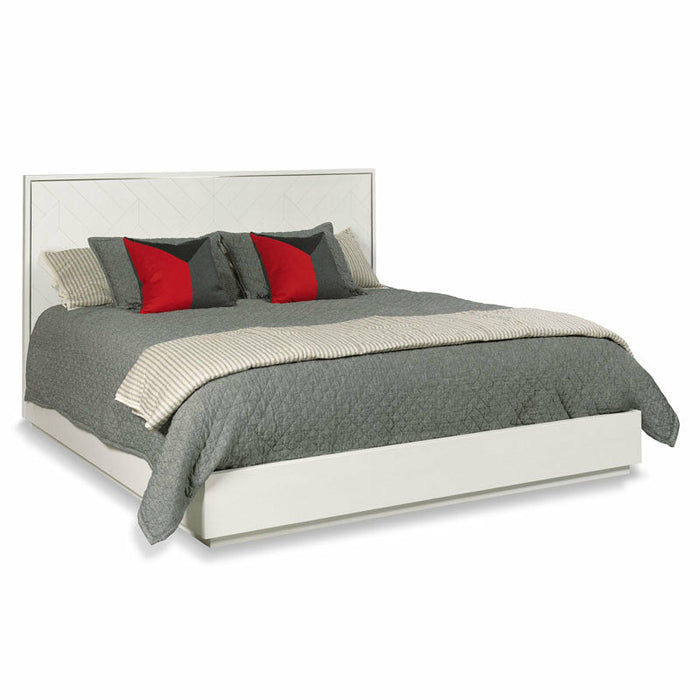 Woodbridge Furniture 81”W x 51”H Torrance King Bed Alabaster Finish / Nickel Trim 8011-68K