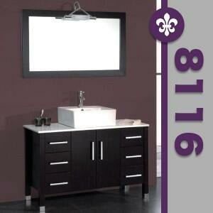 Cambridge Plumbing 48 Inch Espresso Wood and Porcelain Vessel Sink Vanity Set in Chrome Faucet 8116