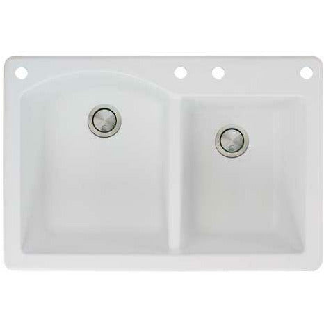 Transolid Aversa 33in X 22in SilQ Granite Drop-In Double Bowl Kitchen Sink ATDD3322