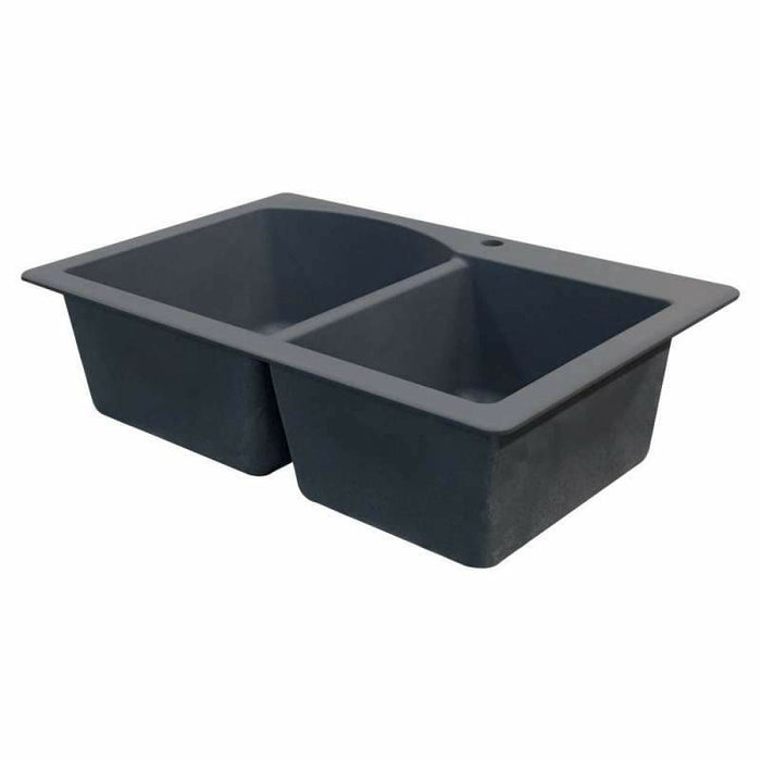 Transolid Aversa 33in X 22in SilQ Granite Drop-In Double Bowl Kitchen Sink ATDD3322