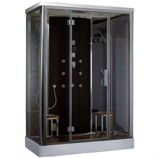 Platinum 59" x 35" x 87" Free Standing Steam Shower with Black Back Panel DZ956F8-Black