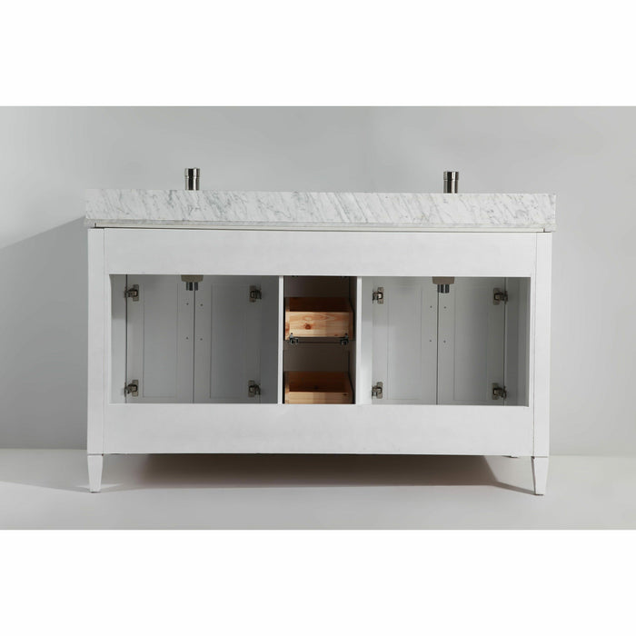 Vanity Art 72 Inch Double Sink Cabinet With White Carrara Marble Vanity Top With Sink & Mirrors VA2072D