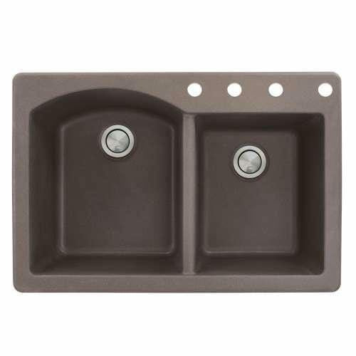 Transolid Aversa 33in X 22in SilQ Granite Drop-In Double Bowl Kitchen Sink ATDD3322