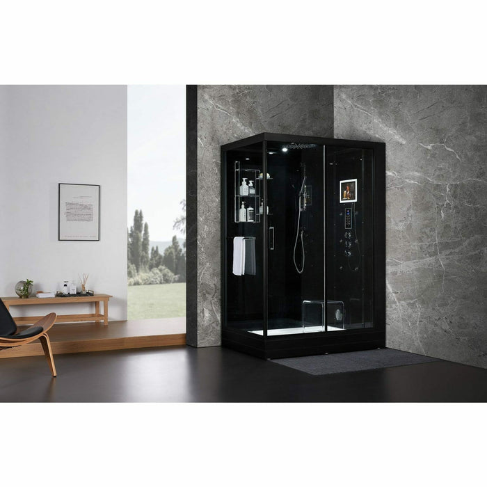 Maya Bath Platinum Anzio 57" x 37" x 88" Steam Shower with TV - Black 2