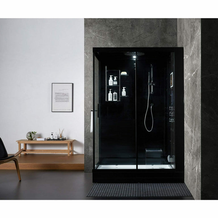 Maya Bath Platinum Anzio 57" x 37" x 88" Steam Shower with TV - Black 2