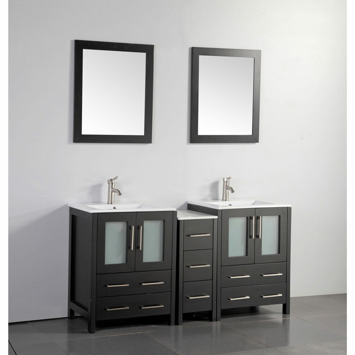 Vanity Art 60 Inch Vanity Cabinet With Ceramic Sink & Mirrors VA3024-60