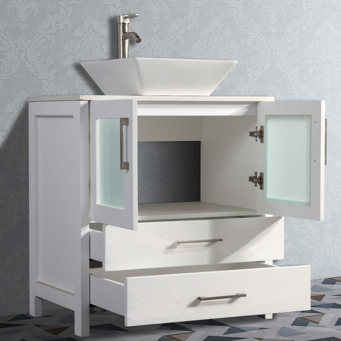 Vanity Art 30 Inch Vanity Cabinet With Ceramic Sink & Mirror VA3130