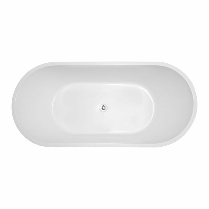 Vanity Art 63 Inch Freestanding White Acrylic Bathtub VA6809