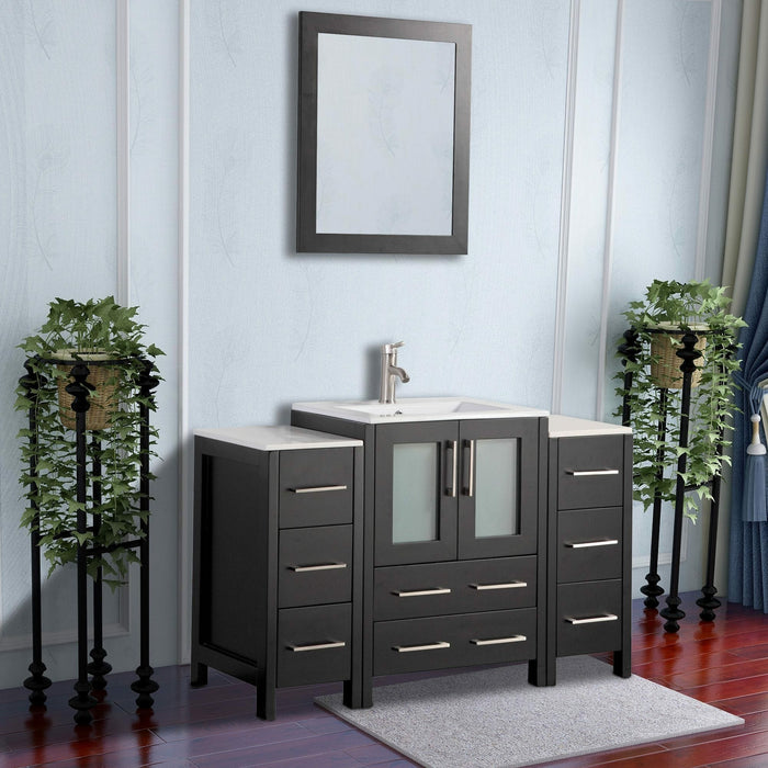 Vanity Art 48 Inch Vanity Cabinet With Ceramic Sink & Mirror VA3024-48