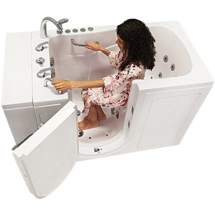 Ella's Bubbles Capri 30"W x 52"L Acrylic Air and Hydro Massage Walk-In Bathtub with Outward Swing Door, Fast Fill Faucet, 2" Dual Drain OA3052D