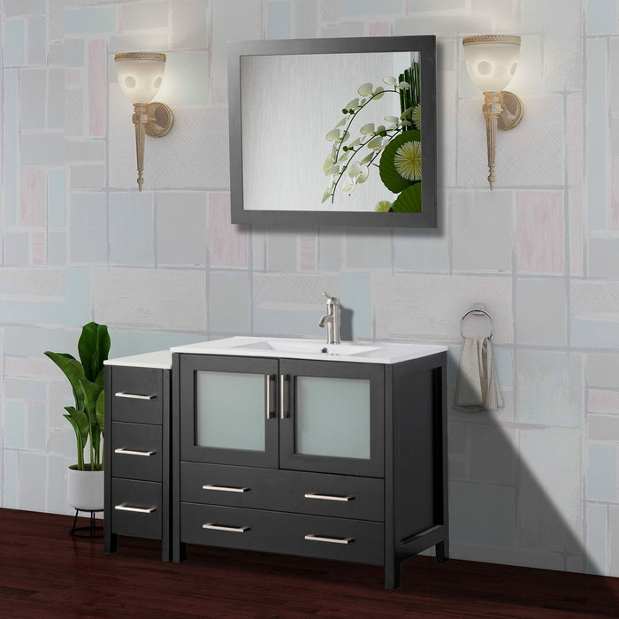 Vanity Art 48 Inch Vanity Cabinet With Ceramic Sink & Mirror VA3036-48