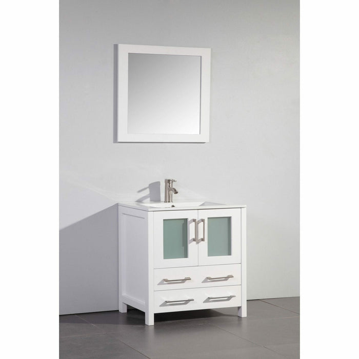 Vanity Art 30 Inch Vanity Cabinet With Ceramic Sink & Mirror VA3030