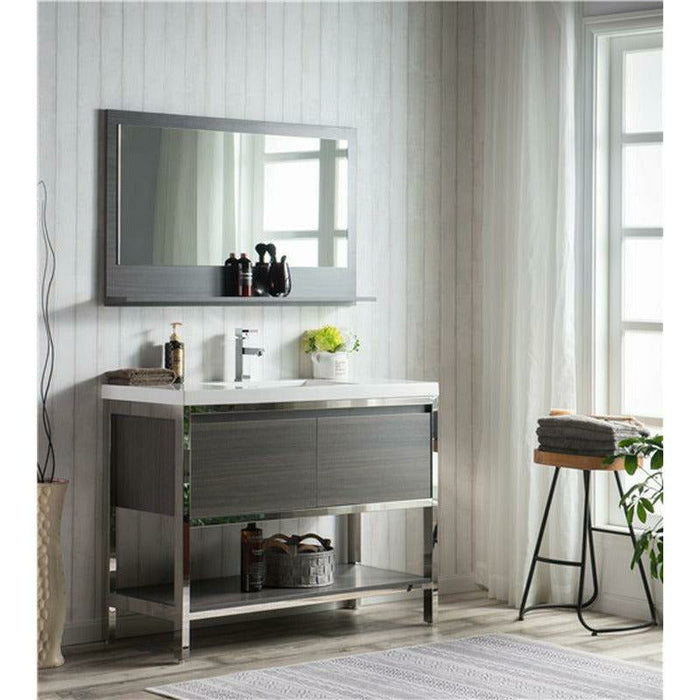 Moreno Bath Lake 48 Inch  Freestanding Modern Vanity with Chrome Stainless Steel Frame Lake48FSGB