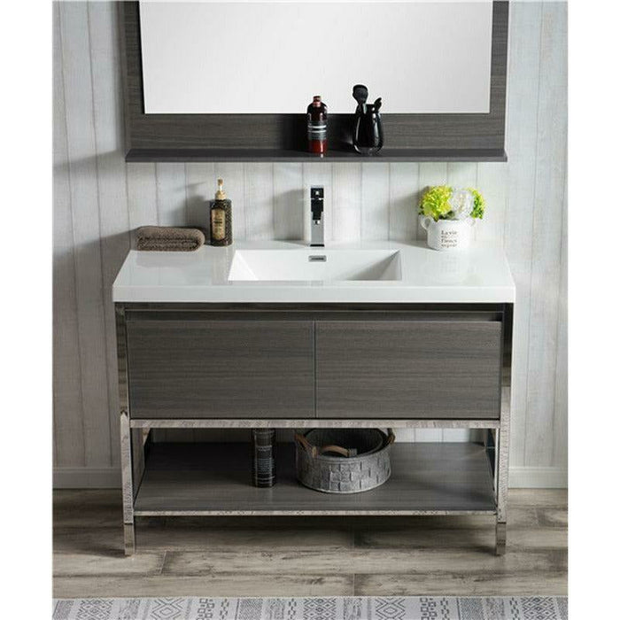 Moreno Bath Lake 48 Inch  Freestanding Modern Vanity with Chrome Stainless Steel Frame Lake48FSGB