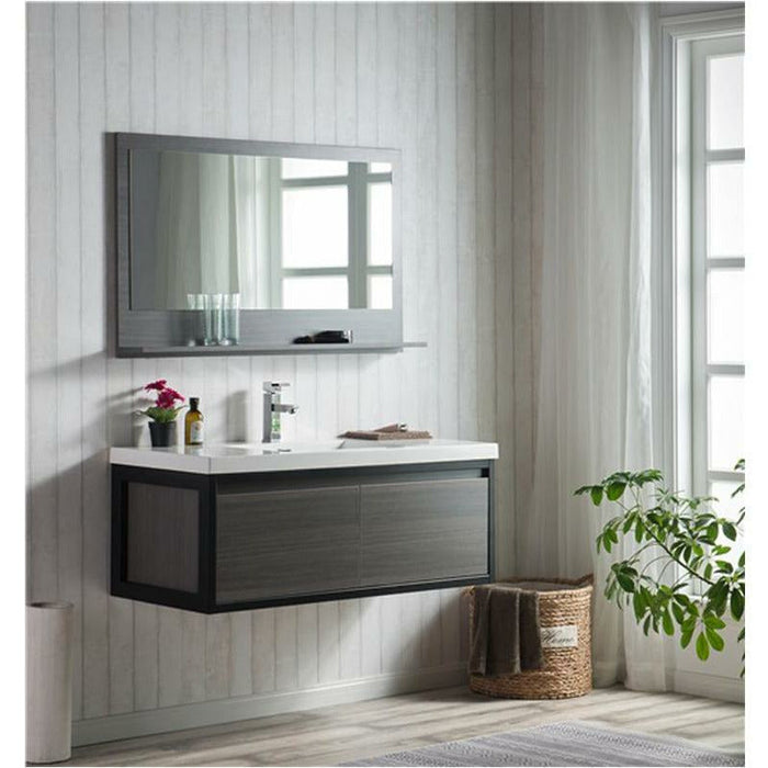 Moreno Bath Lake 48 Inch Wall Mounted Modern Vanity With Matte Black Stainless Steel Frame Lake48WHMB