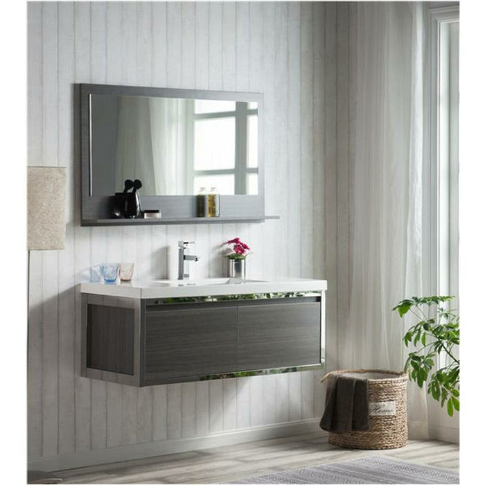 Moreno Bath Lake 48 Inch Wall Mounted Modern Vanity With Chrome Stainless Steel Frame Lake48WHGB