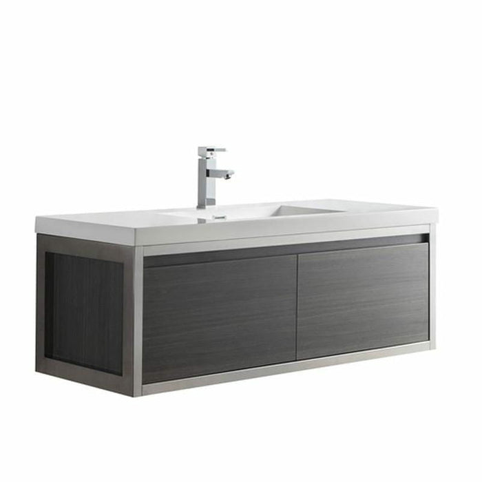 Moreno Bath Lake 48 Inch Wall Mounted Modern Vanity With Chrome Stainless Steel Frame Lake48WHGB