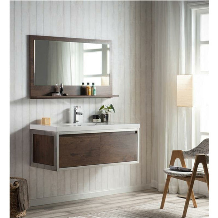 Moreno Bath Lake 48 Inch Wall Mounted Modern Vanity With Chrome Stainless Steel Frame Lake48WHGB