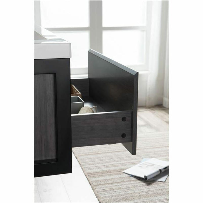 Moreno Bath Lake 60 Inch Wall Mounted Modern Vanity With Matte Black Stainless Steel Frame Lake60WHMB