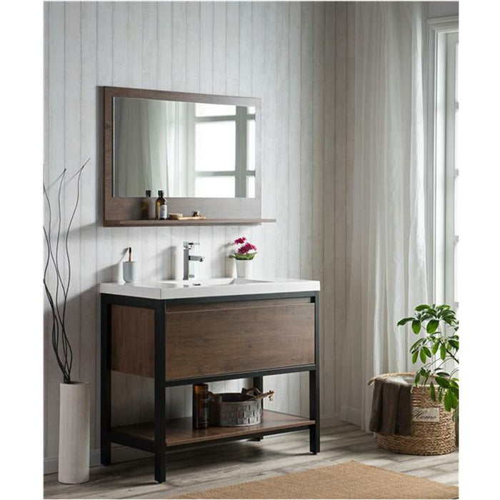 Moreno Bath Lake 42 Inch Freestanding Modern Vanity With Matte Black Stainless Steel Frame Lake42FSMB