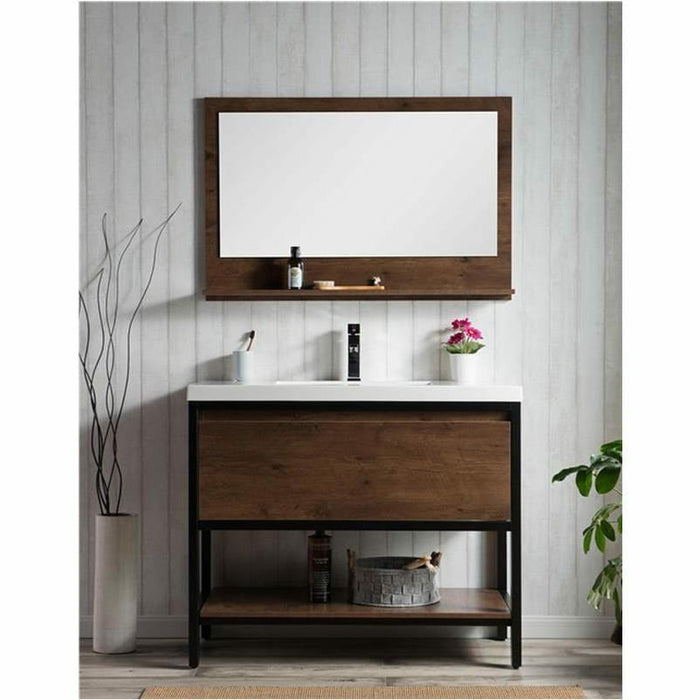 Moreno Bath Lake 42 Inch Freestanding Modern Vanity With Matte Black Stainless Steel Frame Lake42FSMB