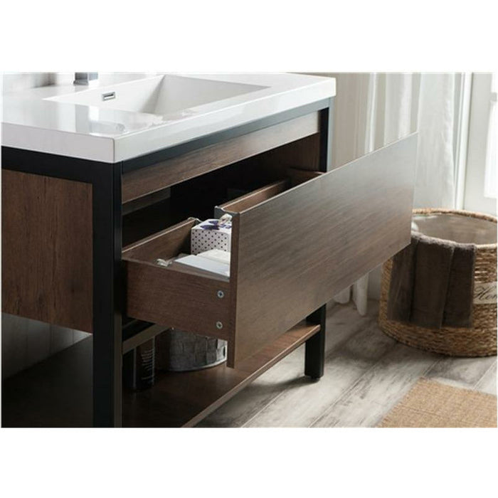 Moreno Bath Lake 42 Inch Freestanding Modern Vanity With Matte Black Stainless Steel Frame Lake42FSMB