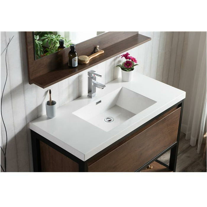 Moreno Bath Lake 42 Inch Freestanding Modern Vanity With Matte Black Stainless Steel Frame Lake42FSMB