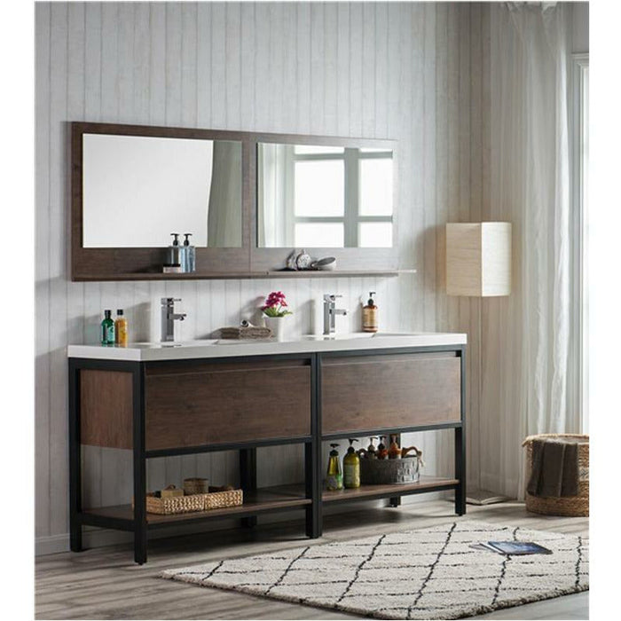 Moreno Bath Lake 84 Inch Freestanding Modern Vanity With Matte Black Stainless Steel Frame Lake84FSMB