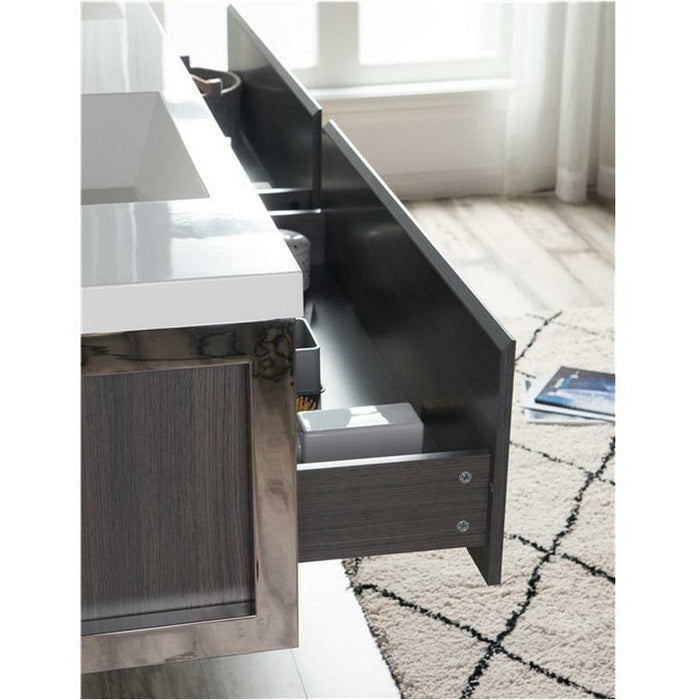 Moreno Bath Lake 84 Inch Wall Mounted Modern Vanity With Chrome Stainless Steel Frame Lake84WHGB