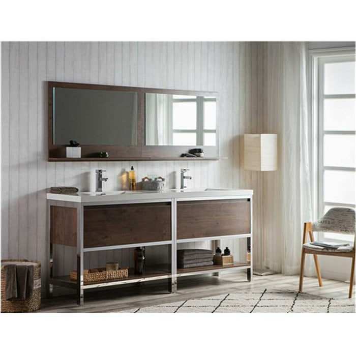 Moreno Bath Lake 84 Inch Freestanding Modern Vanity With Chrome Stainless Steel Frame Lake84FSGB