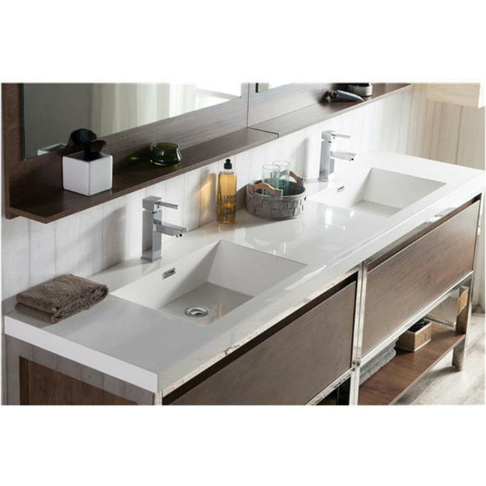 Moreno Bath Lake 84 Inch Freestanding Modern Vanity With Chrome Stainless Steel Frame Lake84FSGB