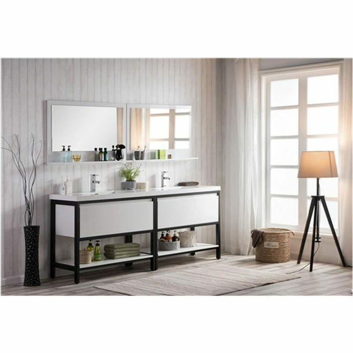 Moreno Bath Lake 84 Inch Freestanding Modern Vanity With Matte Black Stainless Steel Frame Lake84FSMB