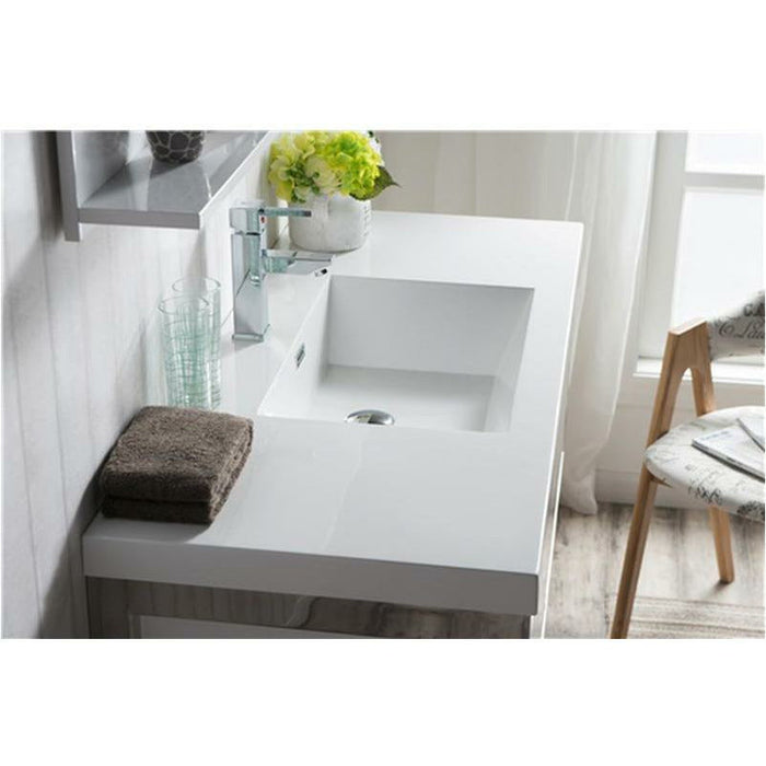 Moreno Bath Lake 48 Inch Wall Mounted Modern Vanity With Chrome Stainless Steel Frame Lake48WHGB