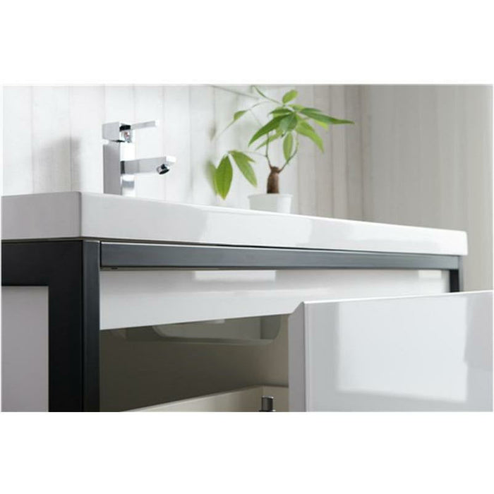 Moreno Bath Lake 48 Inch Wall Mounted Modern Vanity With Matte Black Stainless Steel Frame Lake48WHMB