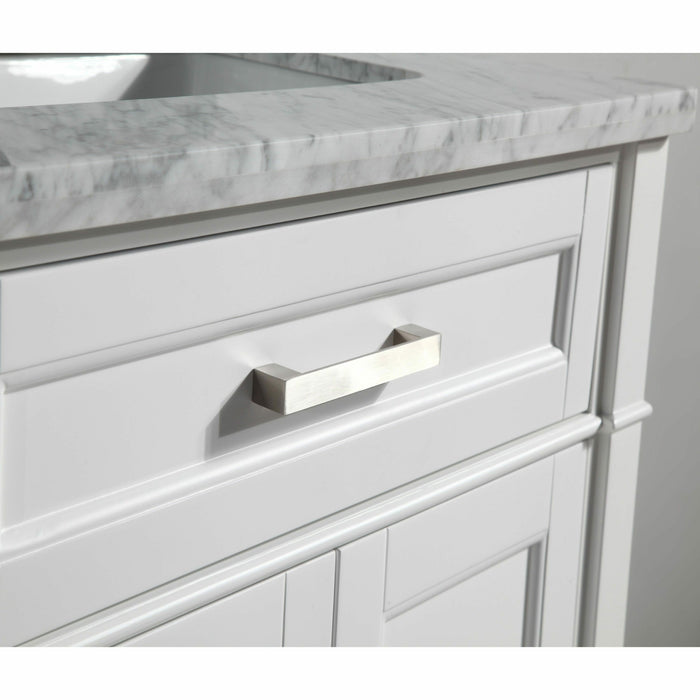 Vanity Art 30 Inch Single Sink Cabinet With White Carrara Marble Vanity Top With Sink & Mirror VA2030